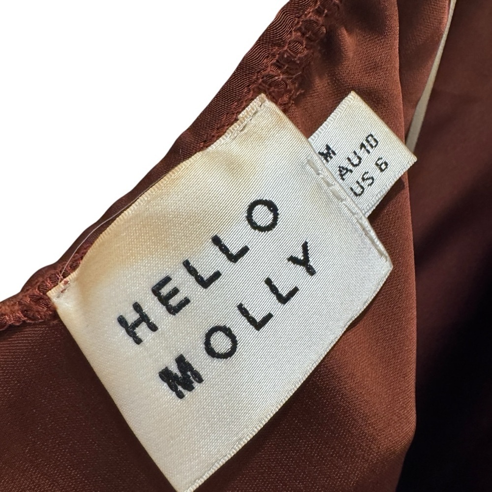 Hello Molly Maxi Dress Lace Strappy Wedding Formal Chic Umber Brown Sz M - Picture 5 of 13